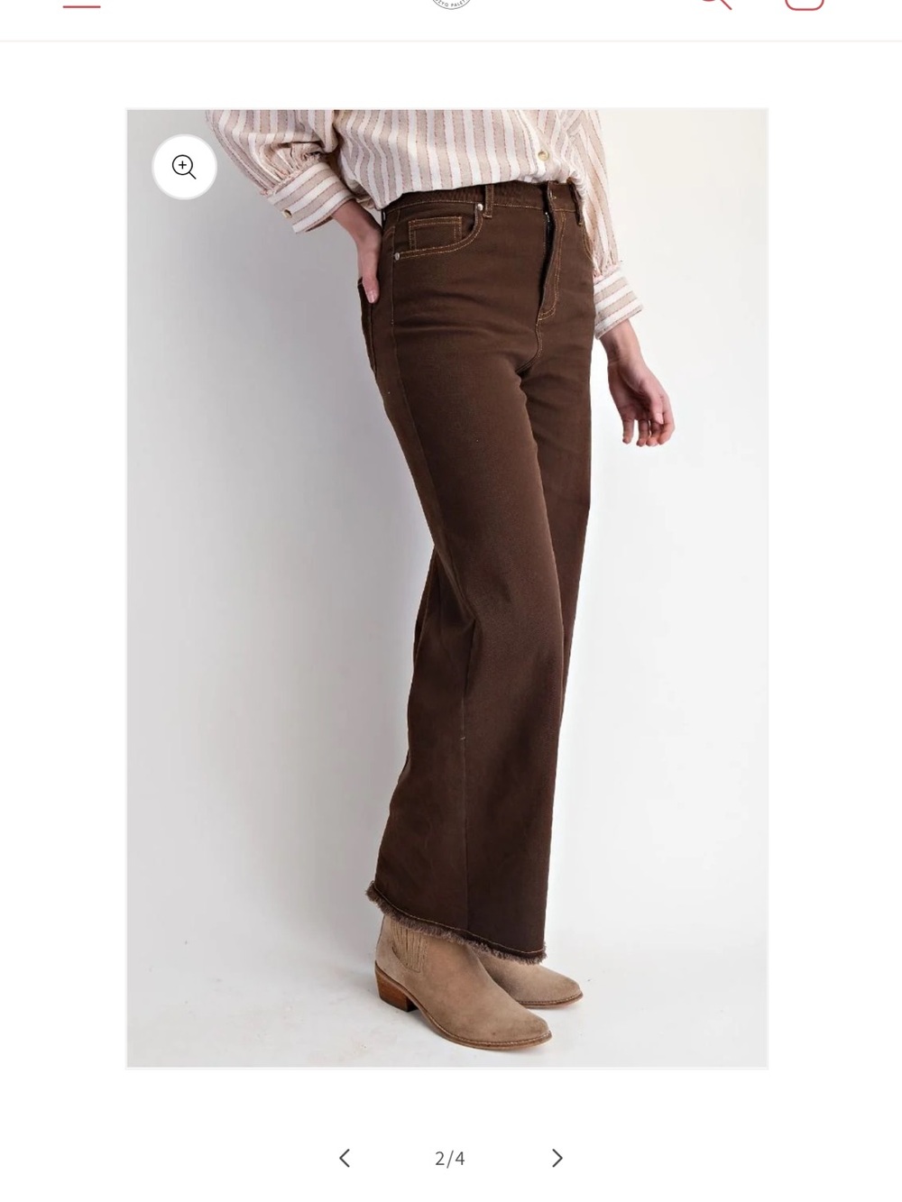 EASEL hi -Rise Stretch Brown Straight-Leg Jeans